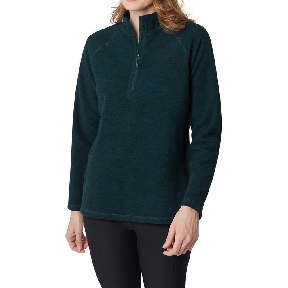 Eddie Bauer Women Evergreen Quarter Zip Pullover Fleece Sweatshirt Jacket Cozy - Picture 3 of 12